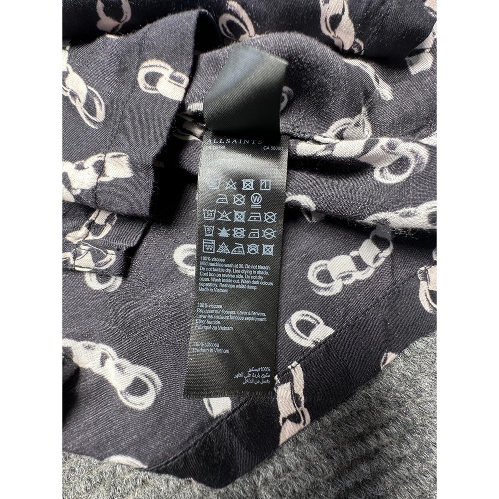 AllSaints Shirt Mens XS Black Chain Print Long Sleeve Button Front Casual - Picture 6 of 8